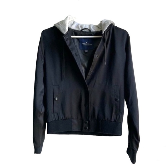 American Eagle  Outfitters Bomber Hoodie Light Jacket - Picture 1 of 7